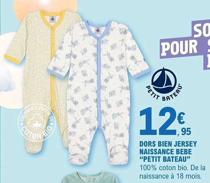DORS BIEN JERSEY NAISSANCE BEBE "PETIT BATEAU"