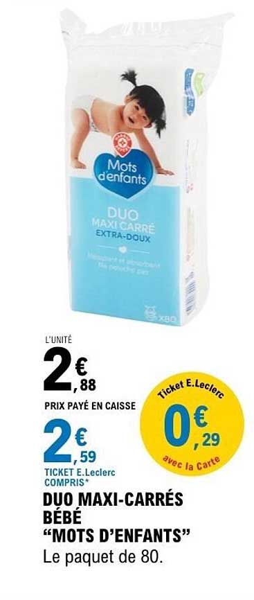 DUO MAXI-CARRÉS BÉBÉ "MOTS D'ENFANTS"