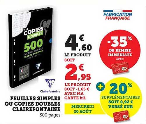 Feuilles simples ou copies doubles Clairefontaine 500 pages