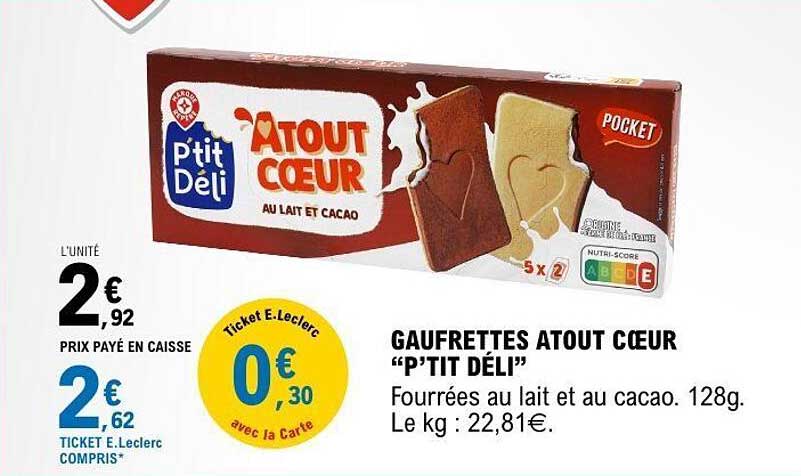 GAUFRETTES ATOUT CŒUR "P'TIT DÉLI"