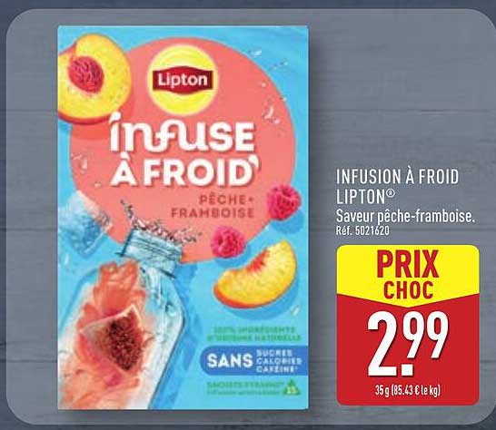 INFUSION À FROID LIPTON® Saveur pêche-framboise.