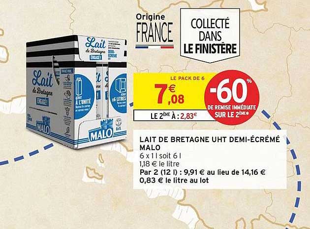 LAIT DE BRETAGNE UHT DEMI-ÉCRÉMÉ MALO