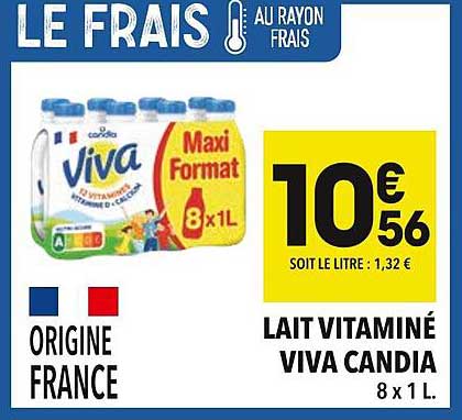 LAIT VITAMINÉ VIVA CANDIA 8 x 1 L.