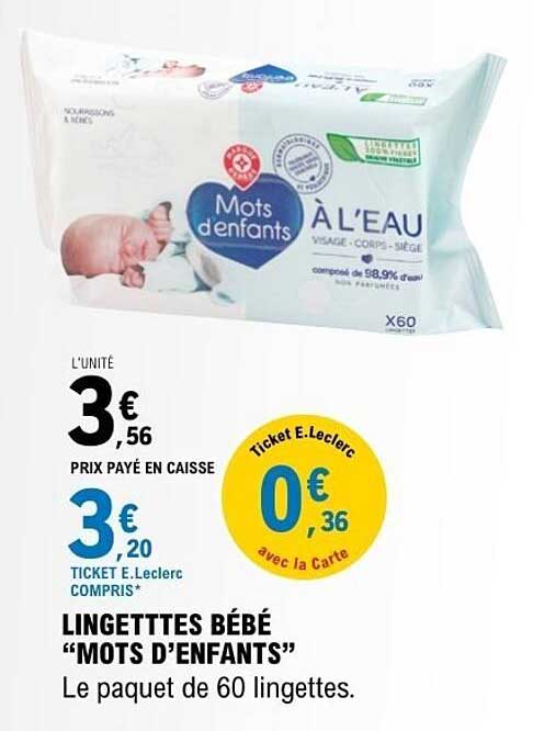 LINGETTES BÉBÉ "MOTS D'ENFANTS"