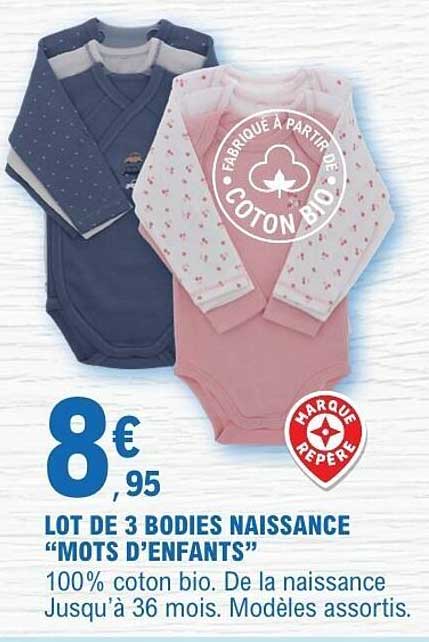 LOT DE 3 BODIES NAISSANCE "MOTS D'ENFANTS"