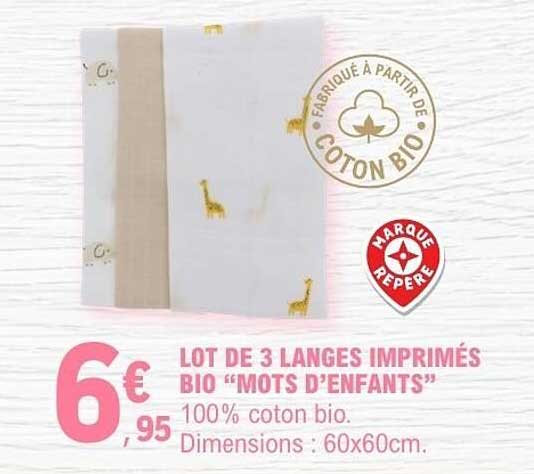 LOT DE 3 LANGES IMPRIMÉS BIO "MOTS D'ENFANTS"