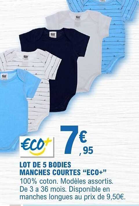 LOT DE 5 BODIES MANCHES COURTES "ECO+"