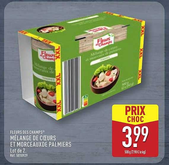 MÉLANGE DE CŒURS ET MORCEAUX DE PALMIERS