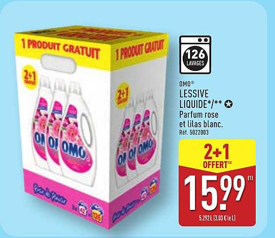 OMO® LESSIVE LIQUIDE* Parfum rose et lilas blanc.