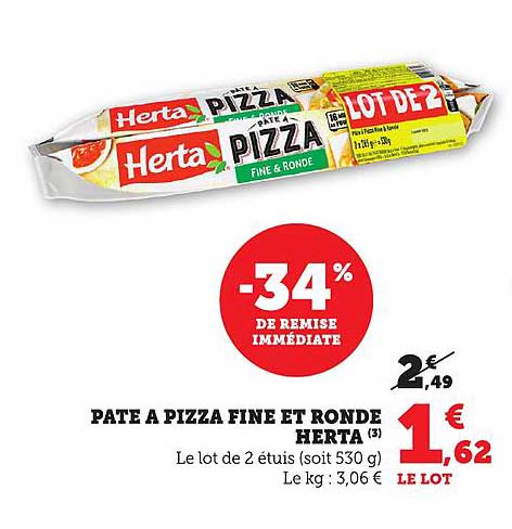 PATE A PIZZA FINE ET RONDE HERTA