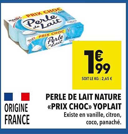 PERLE DE LAIT NATURE «PRIX CHOC» YOPLAIT