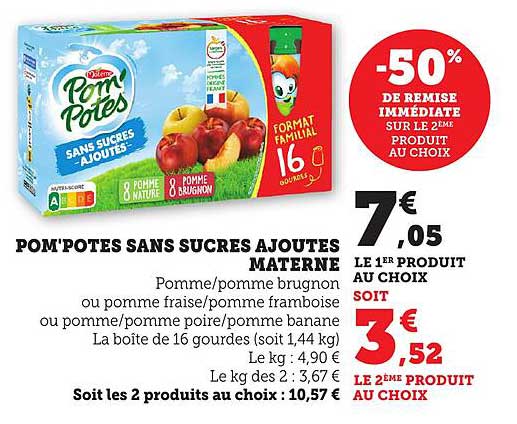 POM'POTES SANS SUCRES AJOUTÉS MATERNEL
