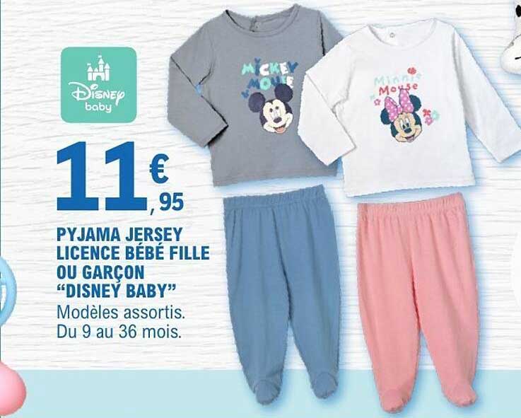 PYJAMA JERSEY LICENCE BÉBÉ FILLE OU GARÇON "DISNEY BABY"