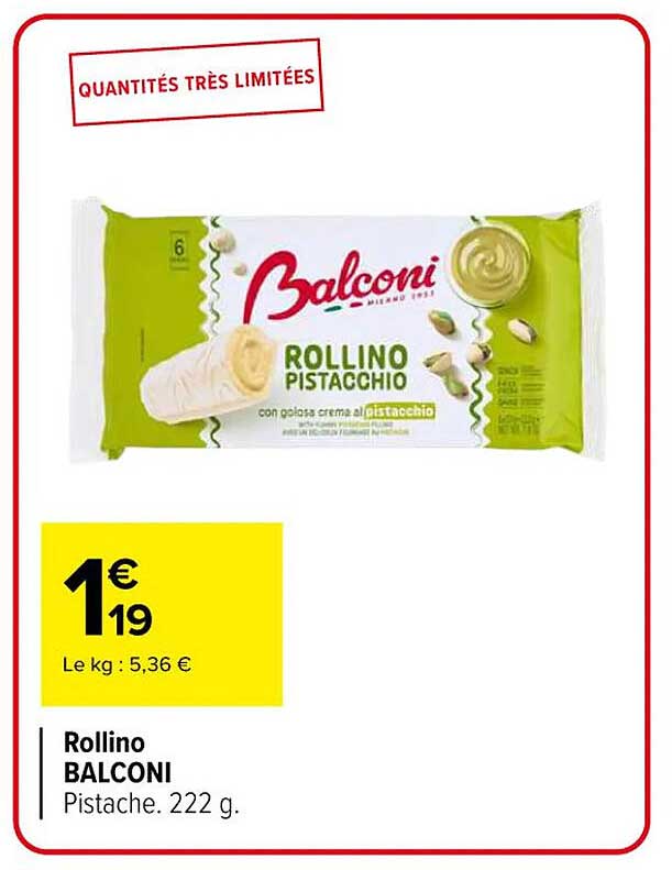 Rollino BALCONI Pistache. 222 g.