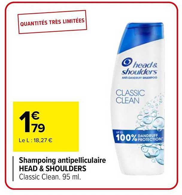 Shampoing antipelliculaire HEAD & SHOULDERS Classic Clean. 95 ml.