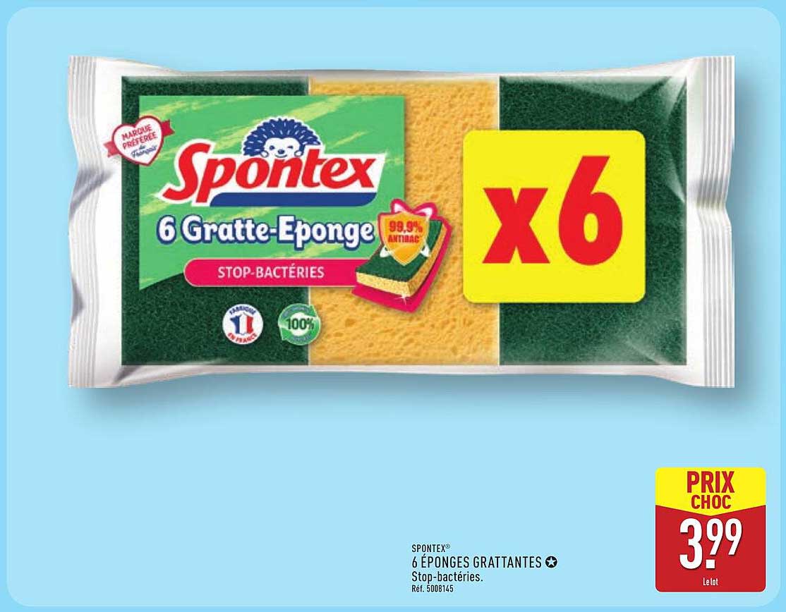 SPONTEX® 6 ÉPONGES GRATTANTES ★ Stop-bactéries