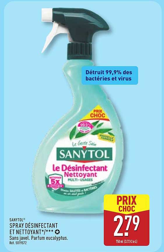 SPRAY DÉSINFECTANT ET NETTOYANT SANYTOL
