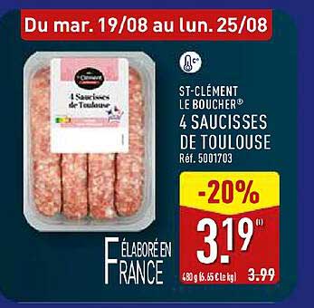 ST-CLÉMENT LE BOUCHER® 4 SAUCISSES DE TOULOUSE