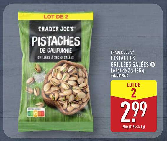 TRADER JOE'S® PISTACHES GRILLÉES SALÉES