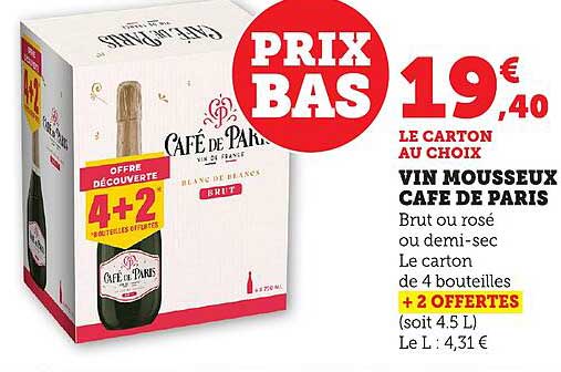 VIN MOUSSEUX CAFE DE PARIS