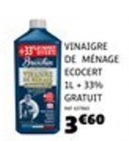 VINAIGRE DE MÉNAGE ÉCOCERT 1L + 33% GRATUIT