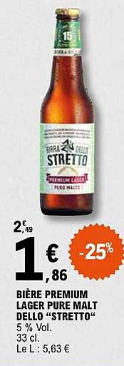 BIÈRE PREMIUM LAGER PURE MALT DELLO “STRETTO”