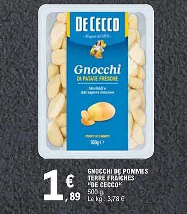 GNOCCHI DE POMMES TERRE FRAICHES “DE CECCO”