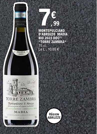 MONTEPULCIANO D'ABRUZZO MADIA BIO 2023 DOC(1) “TORRE ZAMBRA” 75 cl