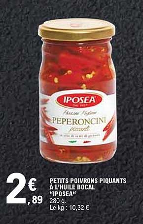 PETITS POIVRONS PIQUANTS À L'HUILE BOCAL "IPOSEA" 280 g