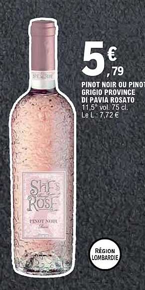 PINOT NOIR OU PINOT GRIGIO PROVENCE DI PAVIA ROSATO 11,5° vol. 75 cl