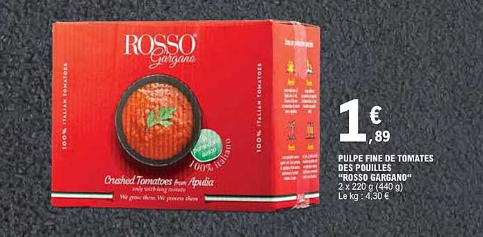 PULPE FINE DE TOMATES DES POUILLES “ROSSO GARGANO” 2 x 220 g (440 g)