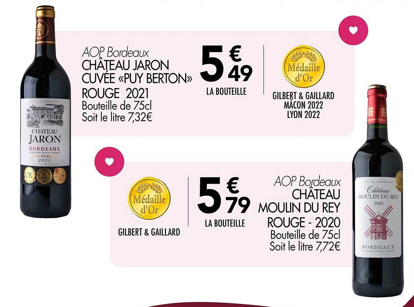 CHÂTEAU JARON CUVÉE «PUY BERTON» ROUGE 2021
CHÂTEAU MOULIN DU REY ROUGE - 2020