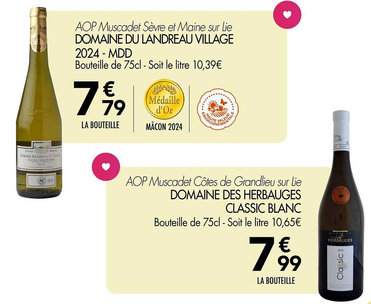 Domaine du Landreau Village 2024 - MDD
Domaine des Herbauges Classic Blanc