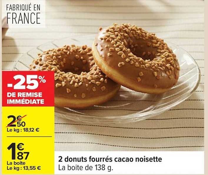 2 donuts fourrés cacao noisette