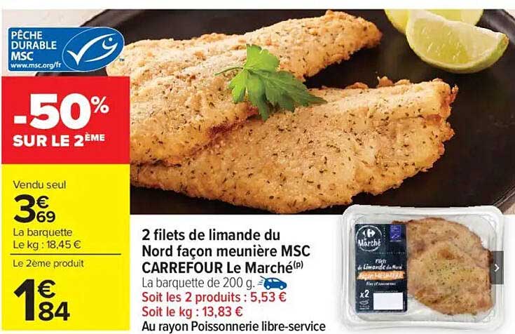 2 filets de limande du Nord façon meunière MSC