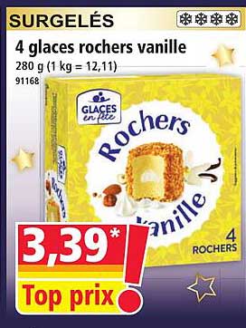 4 glaces rochers vanille
