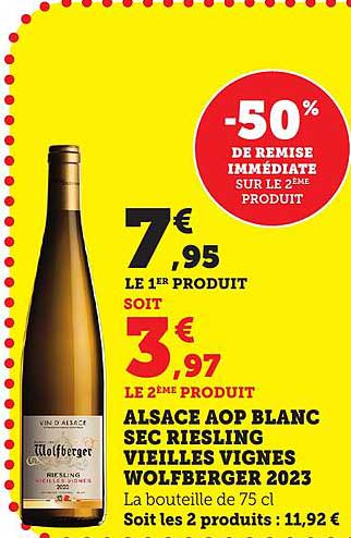 ALSACE AOP BLANC SEC RIESLING VIEILLES VIGNES WOLFBERGER 2023