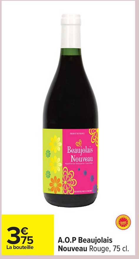 A.O.P Beaujolais Nouveau Rouge, 75 cl