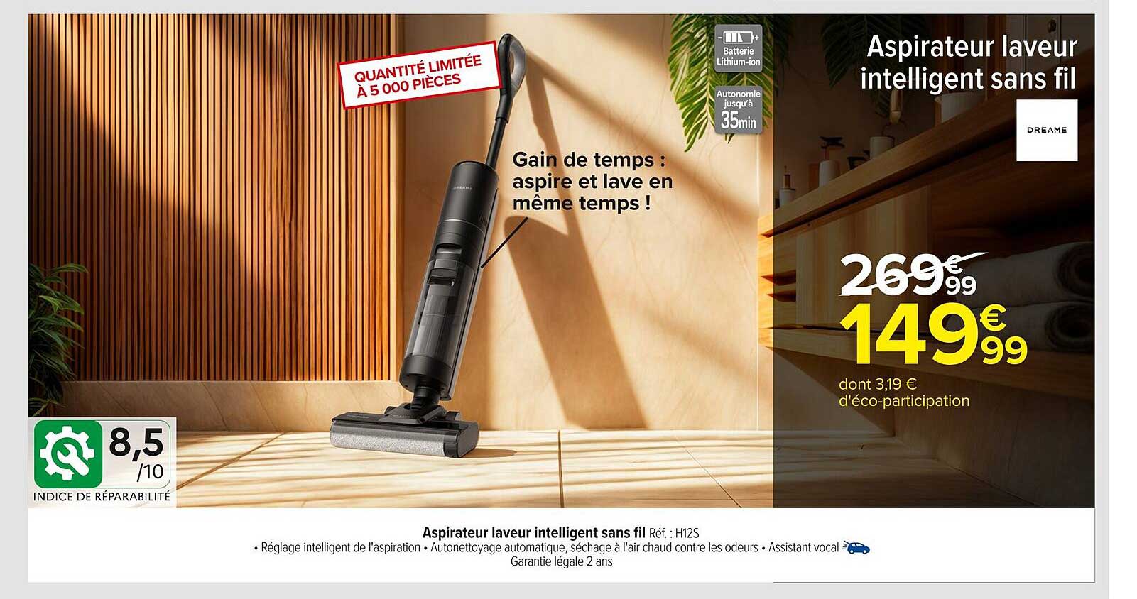 Aspirateur laveur intelligent sans fil