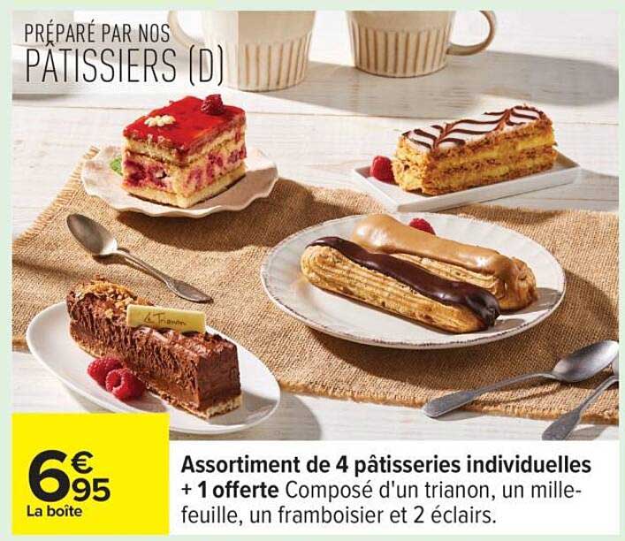 Assortiment de 4 pâtisseries individuelles + 1 offerte