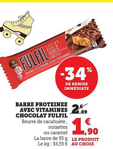 BARRE PROTEINEE AVEC VITAMINES CHOCOLAT FULFIL