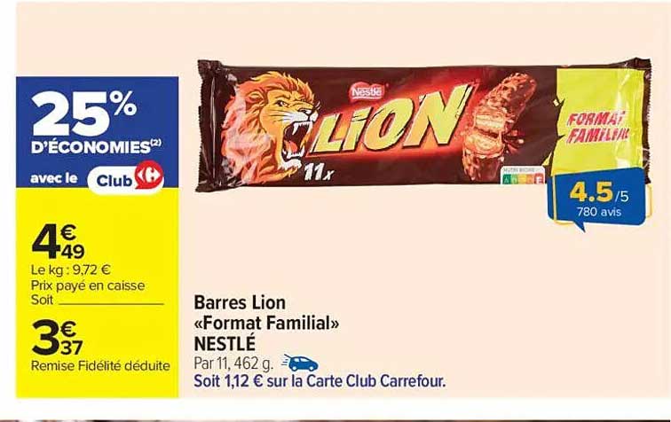 Barres Lion «Format Familial» NESTLÉ