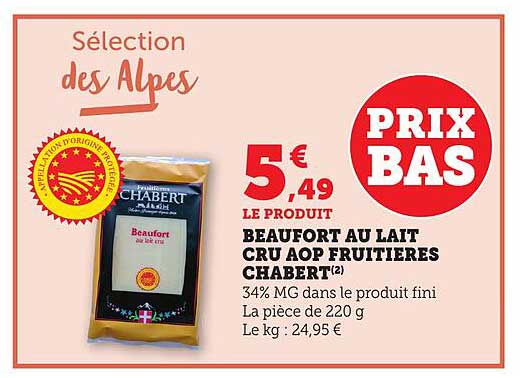 BEAUFORT AU LAIT CRU AOP FRUITIERES CHABERT