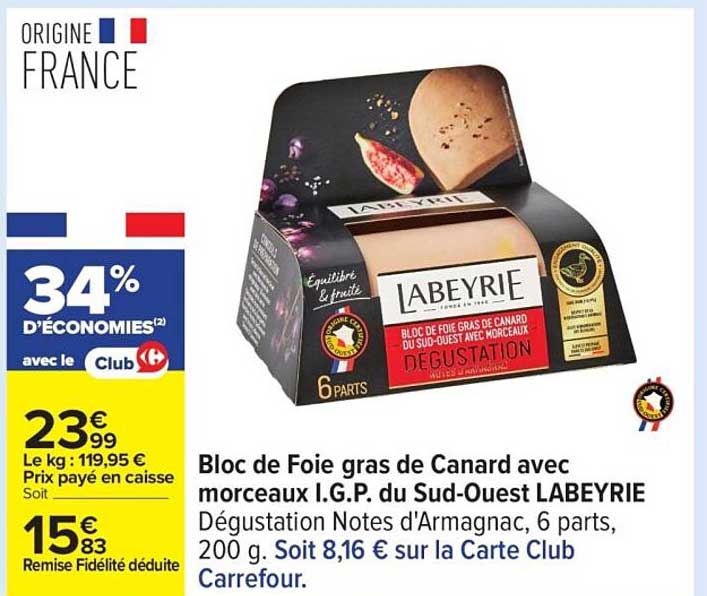 Bloc de Foie gras de Canard avec morceaux I.G.P. du Sud-Ouest LABEYRIE