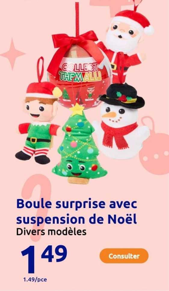 Boule surprise avec suspension de Noël