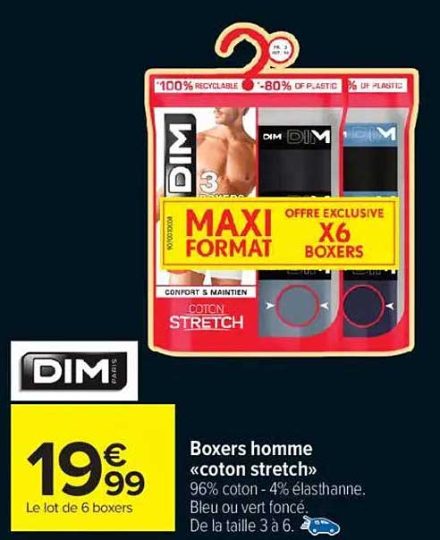 Boxers homme « coton stretch »