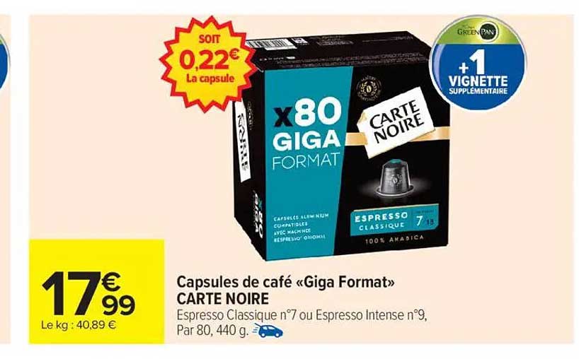 Capsules de café «Giga Format» CARTE NOIRE