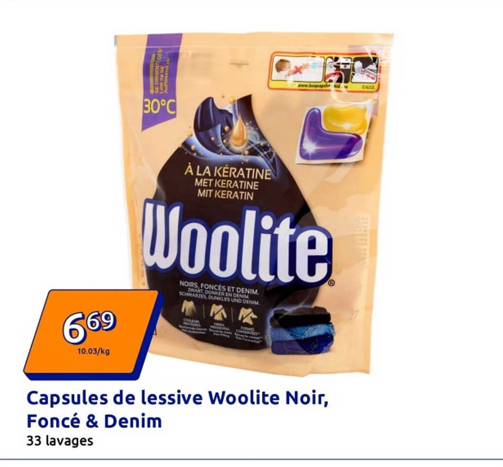 Capsules de lessive Woolite Noir, Foncé & Denim