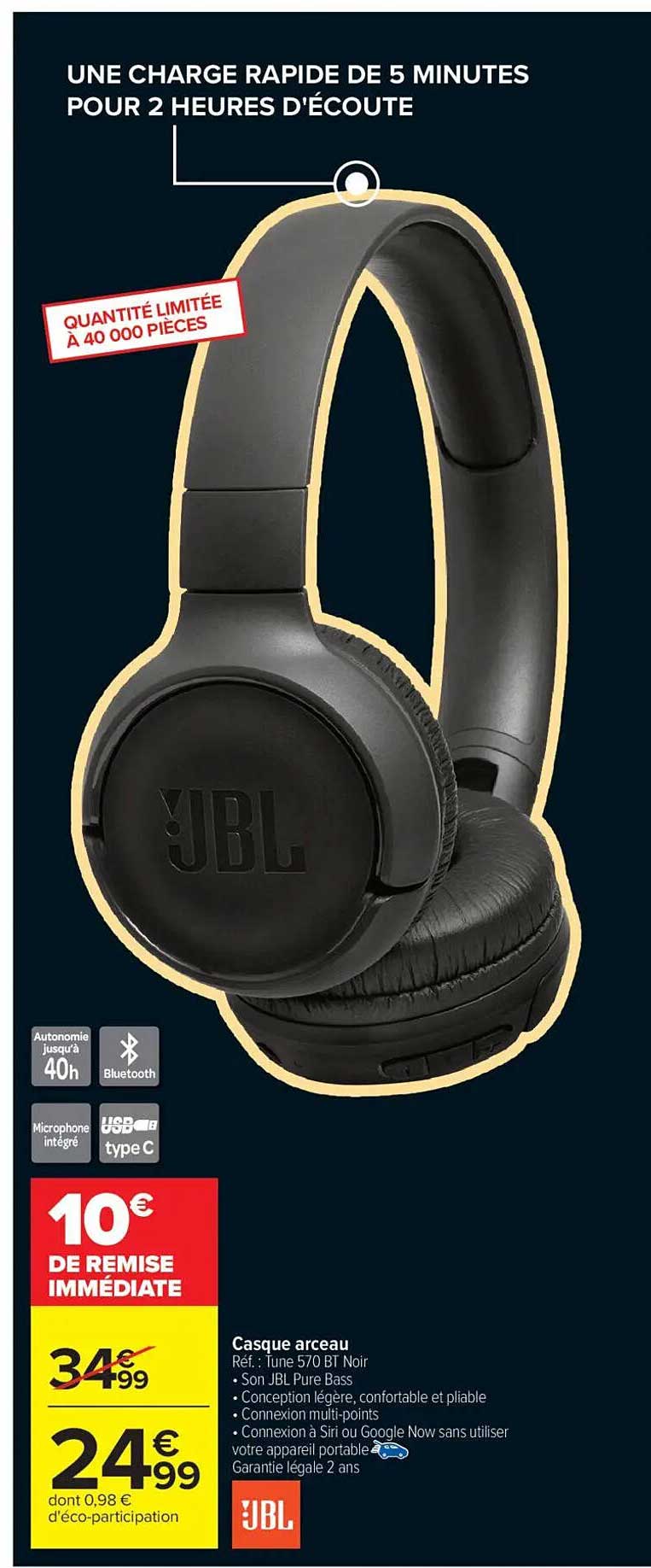 Casque arceau JBL Tune 570 BT Noir