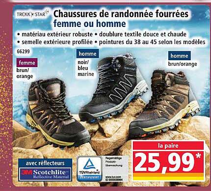 Chaussures de randonnée fourrées femme ou homme